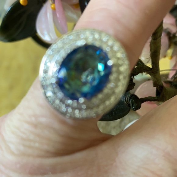 Vintage 925 mystic topaz & white sapphire ring main image 1